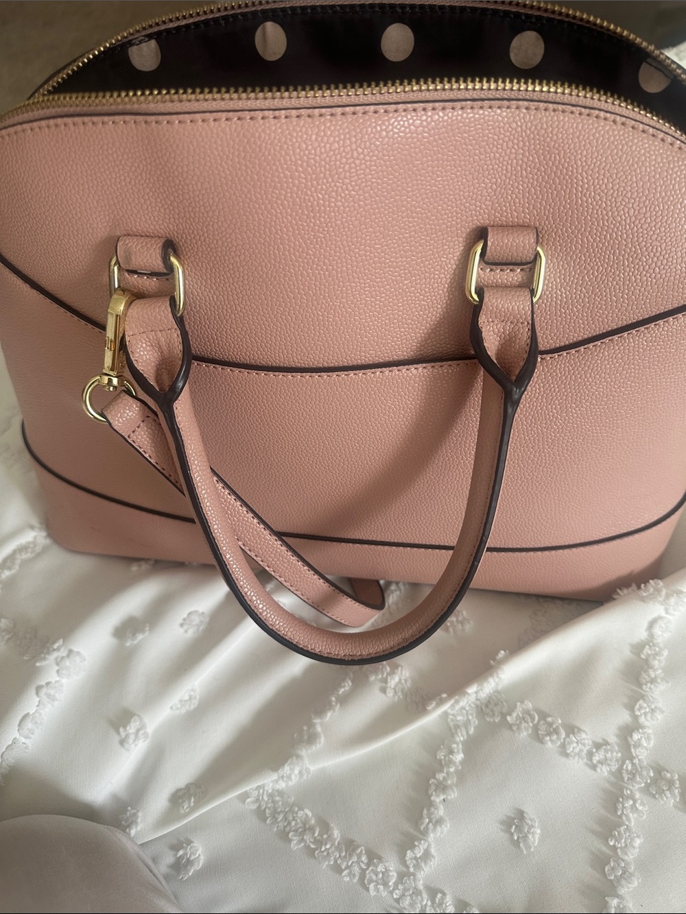 Anne Klein Blush Pink Dome Satchel with Gold Charm - Picture 2 of 2